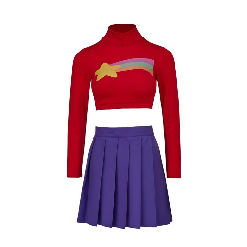 2720 Mabel Pines Cosplay Costume Rainbow Crop Top and Mini Skirt Set